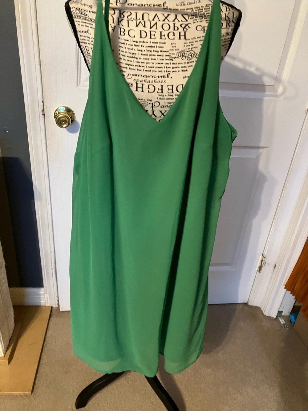 Simply Be Green V-Neck Mini Slip Dress
